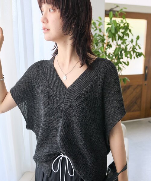 RIVE DROITE(リヴドロワ)の「【抜け感】ギマコットンニットベスト (夏服)(ニット/セーター・レディース・モカ/ホワイト系その他/チャコールグレー・FREE)」の19枚目の写真
