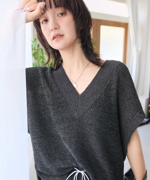 RIVE DROITE(リヴドロワ)の「【抜け感】ギマコットンニットベスト (夏服)(ニット/セーター・レディース・モカ/ホワイト系その他/チャコールグレー・FREE)」の20枚目の写真