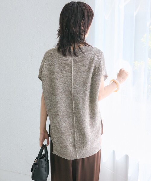 RIVE DROITE(リヴドロワ)の「【抜け感】ギマコットンニットベスト (夏服)(ニット/セーター・レディース・モカ/ホワイト系その他/チャコールグレー・FREE)」の5枚目の写真