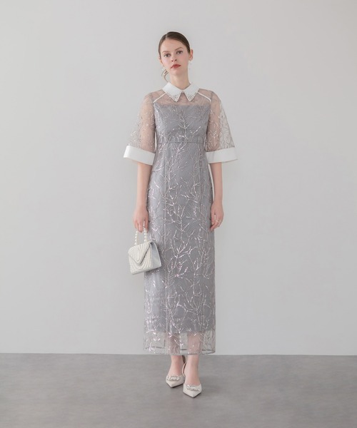 Leja（レジャ）の「【LEJA】シアースパンコールビジューカラーIラインワンピースオケージョンドレス（ドレス・レディース・グレー・SMALL/MEDIUM）」の6枚目の写真