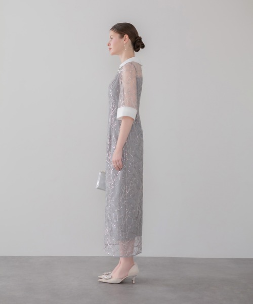 Leja（レジャ）の「【LEJA】シアースパンコールビジューカラーIラインワンピースオケージョンドレス（ドレス・レディース・グレー・SMALL/MEDIUM）」の8枚目の写真