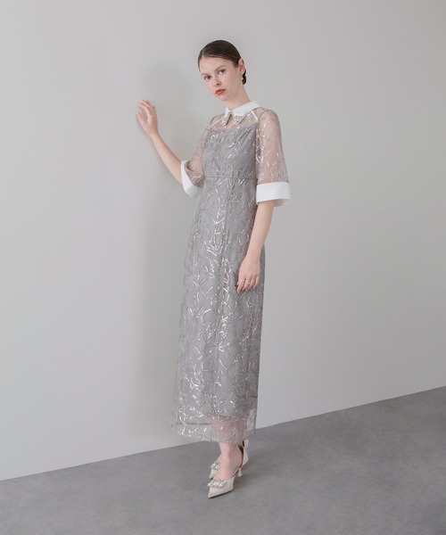 Leja（レジャ）の「【LEJA】シアースパンコールビジューカラーIラインワンピースオケージョンドレス（ドレス・レディース・グレー・SMALL/MEDIUM）」の5枚目の写真