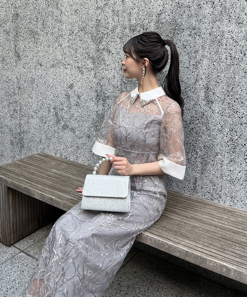 Leja（レジャ）の「【LEJA】シアースパンコールビジューカラーIラインワンピースオケージョンドレス（ドレス・レディース・グレー・SMALL/MEDIUM）」の10枚目の写真