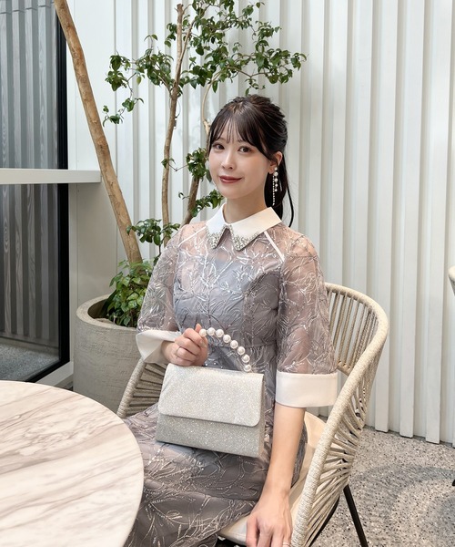 Leja（レジャ）の「【LEJA】シアースパンコールビジューカラーIラインワンピースオケージョンドレス（ドレス・レディース・グレー・SMALL/MEDIUM）」の11枚目の写真