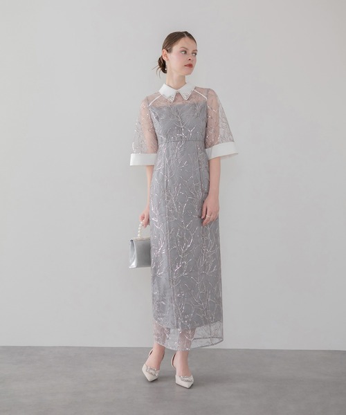 Leja（レジャ）の「【LEJA】シアースパンコールビジューカラーIラインワンピースオケージョンドレス（ドレス・レディース・グレー・SMALL/MEDIUM）」の12枚目の写真