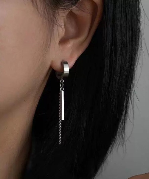 EK605/シルバーチェーン＆バードロップピアス/両耳用/ユニセックス(NEZ