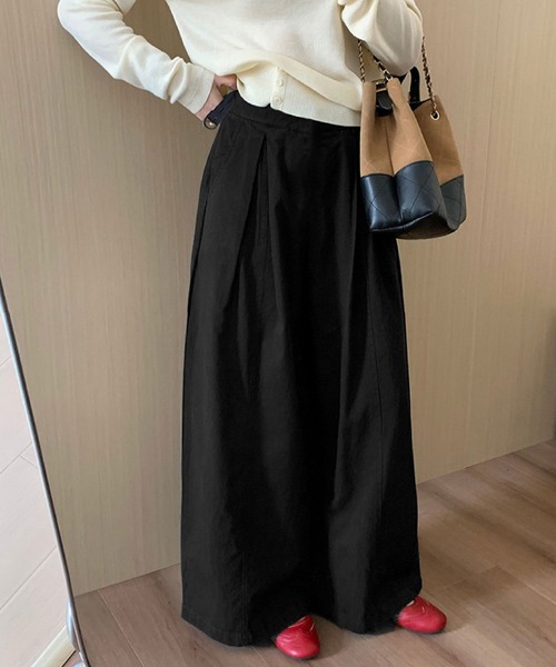 2ly2(トゥーリートゥー)の「タック入りワイドパンツ レディース ルーズシルエット シンプルボトム(その他パンツ・レディース・ブラック/ベージュ・FREE)」の9枚目の写真