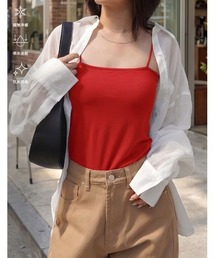 【抗菌防臭/吸水速乾/接触冷感/UVカット/サステナブル】「夏のブラ悩み、これ一枚で。」カップ付きベアキャミソール