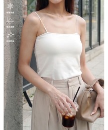 【抗菌防臭/吸水速乾/接触冷感/UVカット/サステナブル】「夏のブラ悩み、これ一枚で。」カップ付きベアキャミソール