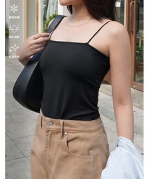 【抗菌防臭/吸水速乾/接触冷感/UVカット/サステナブル】「夏のブラ悩み、これ一枚で。」カップ付きベアキャミソール