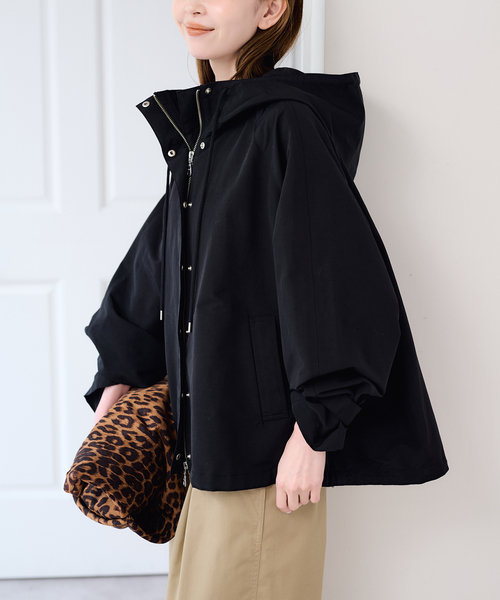 U by SPICK&SPAN(ユーバイスピックアンドスパン)の「《追加》C/N グログラン撥水フレアブルゾン(マウンテンパーカー・レディース・ブラウン/ベージュ/ブラック・38/36)」の10枚目の写真