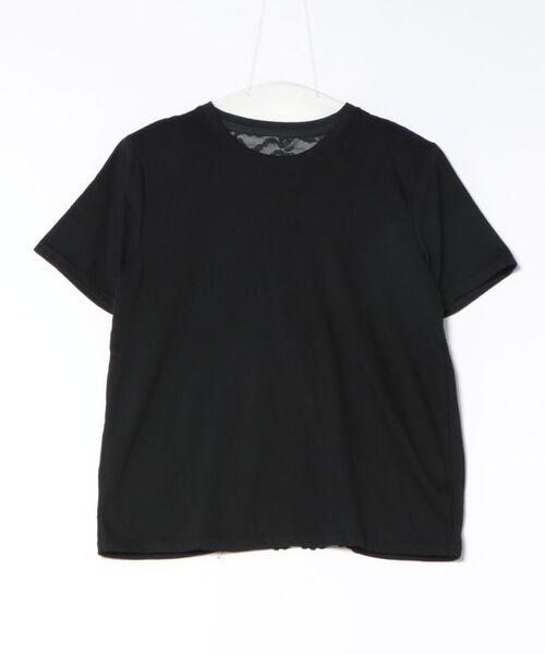 Q(キュー)の「バックレースレイヤードT(Tシャツ/カットソー・レディース・ホワイト/ブラック・MEDIUM)」の5枚目の写真