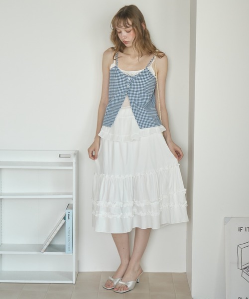 Birthday room(バースデイルーム)の「ギンガムチェックレイヤードライクビスチェ/Gingham Check Layered-Look Bustier(キャミソール・レディース・ブルー/ブラック・FREE)」の19枚目の写真