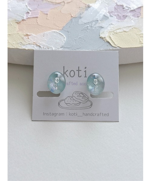 tone(トーン)の「【koti】Hella mist oval イヤリング(MA)(イヤリング・レディース・ブルー系1/グリーン系1/パープル系1/グレー系1・FREE)」の3枚目の写真