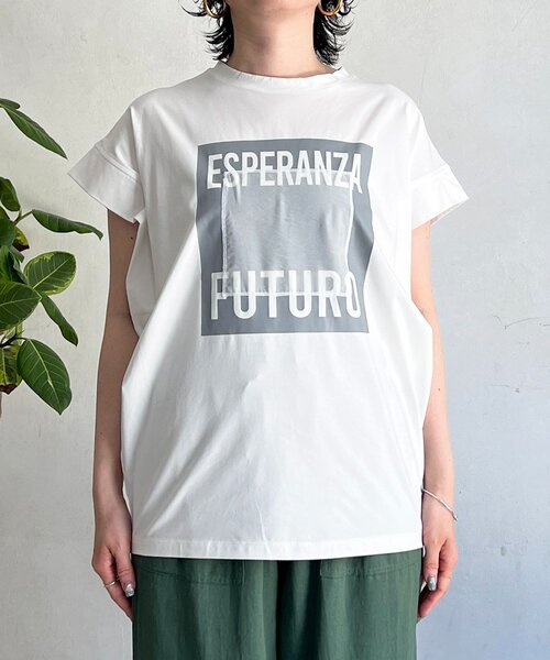 un dix cors(アンディコール)の「メタリックプリントTEE(Tシャツ/カットソー・レディース・ダークグリーン/ネイビー/オフホワイト・FREE)」の10枚目の写真