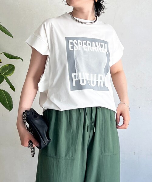 un dix cors(アンディコール)の「メタリックプリントTEE(Tシャツ/カットソー・レディース・ダークグリーン/ネイビー/オフホワイト・FREE)」の19枚目の写真