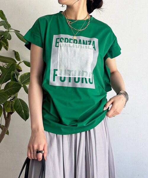 un dix cors(アンディコール)の「メタリックプリントTEE(Tシャツ/カットソー・レディース・ダークグリーン/ネイビー/オフホワイト・FREE)」の20枚目の写真