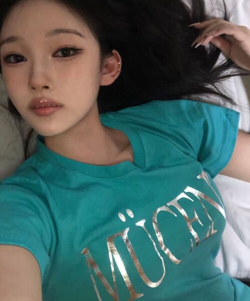 MUCENT(ムセント)の「アビックス ビビッドミントシルバープリントスリムフィット半袖Tシャツ(Tシャツ/カットソー・レディース・ミント・FREE)」の8枚目の写真