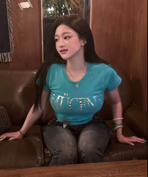 MUCENT(ムセント)の「アビックス ビビッドミントシルバープリントスリムフィット半袖Tシャツ(Tシャツ/カットソー・レディース・ミント・FREE)」の10枚目の写真