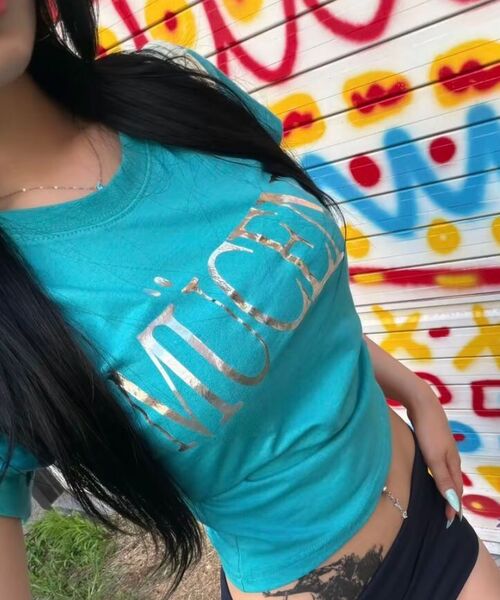 MUCENT(ムセント)の「アビックス ビビッドミントシルバープリントスリムフィット半袖Tシャツ(Tシャツ/カットソー・レディース・ミント・FREE)」の20枚目の写真
