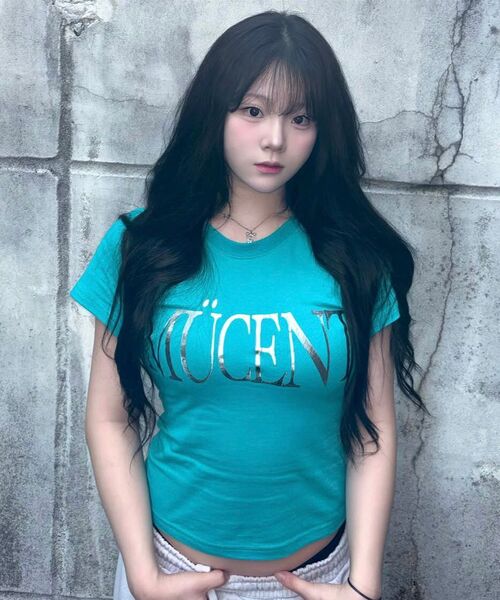 MUCENT(ムセント)の「アビックス ビビッドミントシルバープリントスリムフィット半袖Tシャツ(Tシャツ/カットソー・レディース・ミント・FREE)」の21枚目の写真