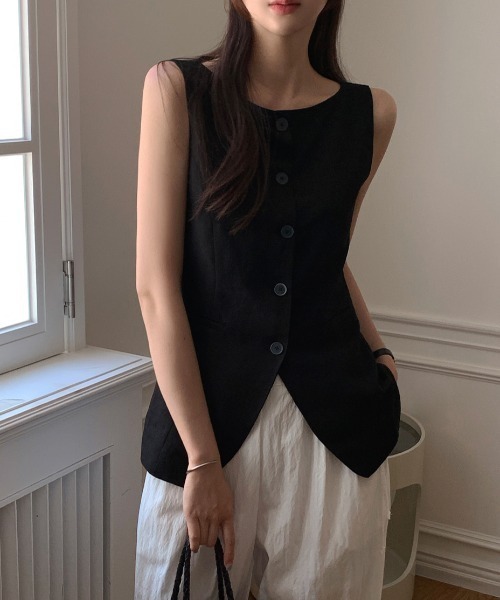 FAVORITO(ファヴォリート)の「ノースリーブシングルブレストシャツ(その他トップス・レディース・ブラック/オフホワイト・F)」の20枚目の写真