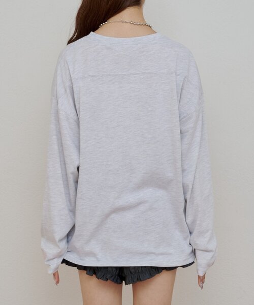 mystic(ミスティック)の「カレッジロゴロンT(Tシャツ/カットソー・レディース・ネイビー/グレー・FREE)」の3枚目の写真