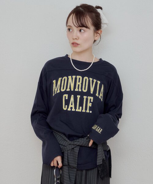 mystic(ミスティック)の「カレッジロゴロンT(Tシャツ/カットソー・レディース・ネイビー/グレー・FREE)」の10枚目の写真