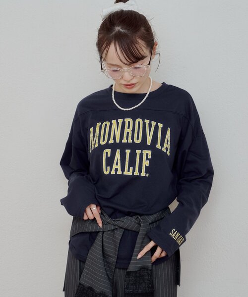 mystic(ミスティック)の「カレッジロゴロンT(Tシャツ/カットソー・レディース・ネイビー/グレー・FREE)」の12枚目の写真