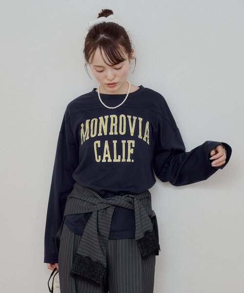 mystic(ミスティック)の「カレッジロゴロンT(Tシャツ/カットソー・レディース・ネイビー/グレー・FREE)」の13枚目の写真