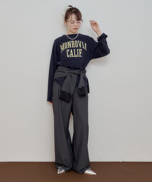 mystic(ミスティック)の「カレッジロゴロンT(Tシャツ/カットソー・レディース・ネイビー/グレー・FREE)」の17枚目の写真