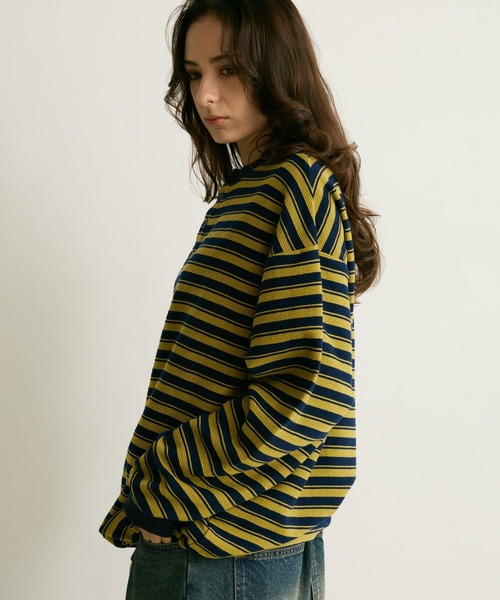 PBLIM(ページボーイリム)の「《UNISEX》マルチボーダーヘンリーネック(Tシャツ/カットソー・レディース・グレー/ネイビー・FREE)」の5枚目の写真