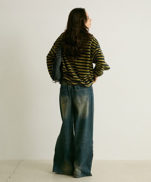 PBLIM(ページボーイリム)の「《UNISEX》マルチボーダーヘンリーネック(Tシャツ/カットソー・レディース・グレー/ネイビー・FREE)」の11枚目の写真