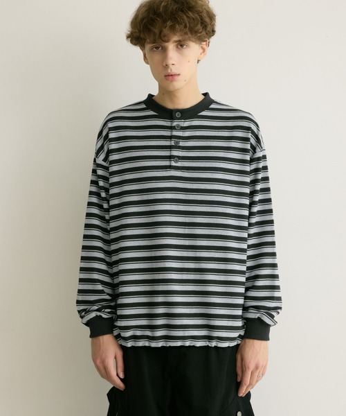 PBLIM(ページボーイリム)の「《UNISEX》マルチボーダーヘンリーネック(Tシャツ/カットソー・レディース・グレー/ネイビー・FREE)」の12枚目の写真
