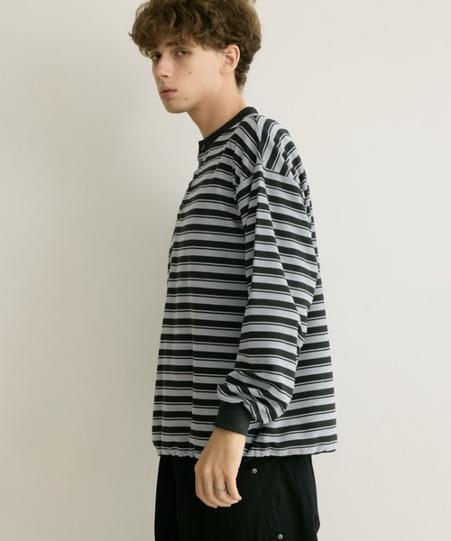 PBLIM(ページボーイリム)の「《UNISEX》マルチボーダーヘンリーネック(Tシャツ/カットソー・レディース・グレー/ネイビー・FREE)」の13枚目の写真
