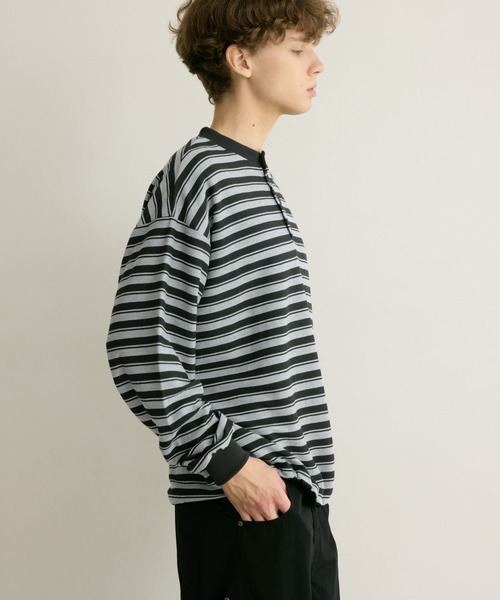 PBLIM(ページボーイリム)の「《UNISEX》マルチボーダーヘンリーネック(Tシャツ/カットソー・レディース・グレー/ネイビー・FREE)」の14枚目の写真