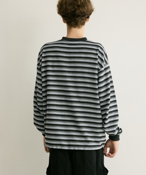 PBLIM(ページボーイリム)の「《UNISEX》マルチボーダーヘンリーネック(Tシャツ/カットソー・レディース・グレー/ネイビー・FREE)」の15枚目の写真