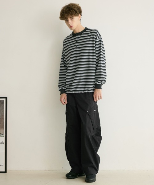 PBLIM(ページボーイリム)の「《UNISEX》マルチボーダーヘンリーネック(Tシャツ/カットソー・レディース・グレー/ネイビー・FREE)」の17枚目の写真