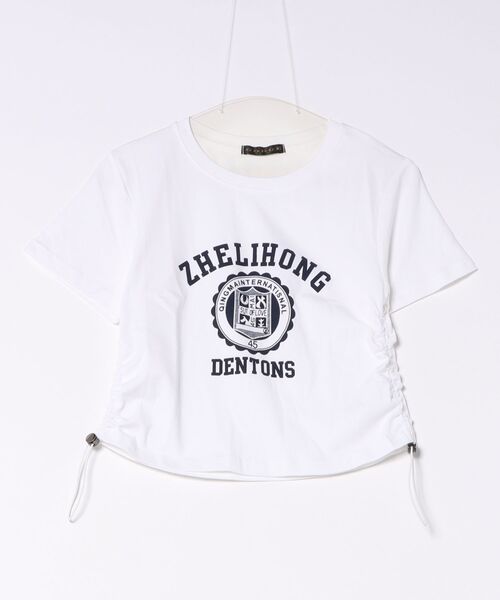 GORGE(ゴージ)の「《短丈・裾シャーリング》カレッジロゴTシャツ/カジュアル×トレンド/春夏/全3色(Tシャツ/カットソー・レディース・ピンク/オフホワイト/ブラック・F)」の16枚目の写真