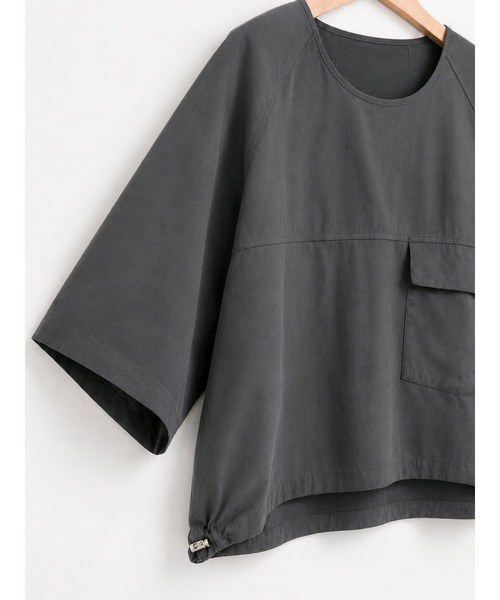 KONVINI(コンビニ)の「【KONVINI select】コットンワイドドロストバルーンプルオーバー ミリタリーライクブラウス(シャツ/ブラウス・レディース・ブラック/カーキ/グレー/ネイビー・FREE)」の12枚目の写真