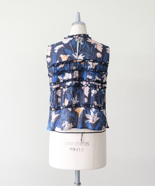 DOLLUPOOPS(ドールアップウップス)の「Lily Print Frill Gather Blouse(リリープリントフリルギャザーブラウス)(シャツ/ブラウス・レディース・チャコール/イエロー・FREE)」の22枚目の写真