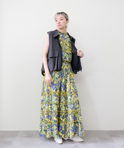 DOLLUPOOPS(ドールアップウップス)の「Lily Print Frill Gather Blouse(リリープリントフリルギャザーブラウス)(シャツ/ブラウス・レディース・チャコール/イエロー・FREE)」の12枚目の写真