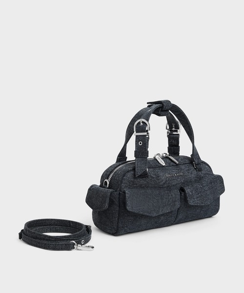 CHARLES & KEITH(チャールズ & キース)の「Rachel レイチェル デニム マルチポケット ボウリングバッグ(トートバッグ・レディース・ブルー系その他3・S)」の2枚目の写真