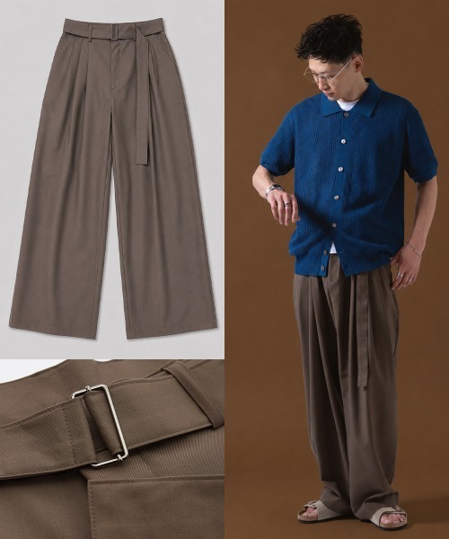 OXA(オグザ)の「ベルト付きスラックス(スラックス・メンズ・ブラウン/ブラック/チャコール・LARGE/MEDIUM)」の3枚目の写真
