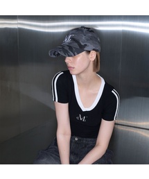 バインディングトラックラインリブ半袖Tシャツ(3カラー)