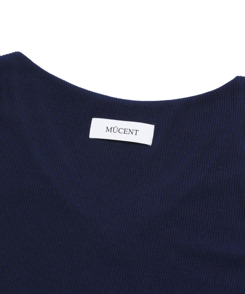 MUCENT（ムセント）の「バインディングトラックラインリブ半袖Tシャツ（3カラー）（Tシャツ/カットソー・レディース・スカイブルー/ブラック/ネイビー・FREE）」の7枚目の写真