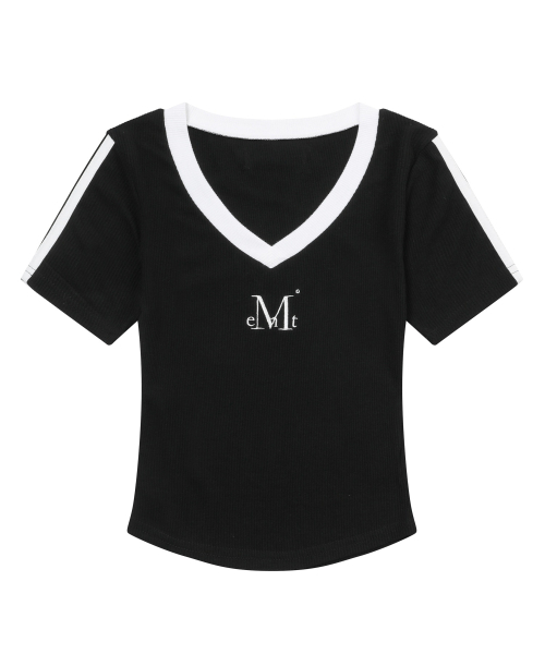 MUCENT（ムセント）の「バインディングトラックラインリブ半袖Tシャツ（3カラー）（Tシャツ/カットソー・レディース・スカイブルー/ブラック/ネイビー・FREE）」の8枚目の写真