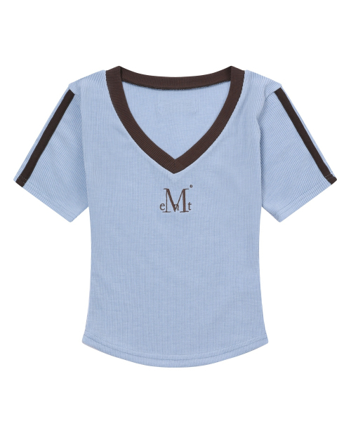 MUCENT（ムセント）の「バインディングトラックラインリブ半袖Tシャツ（3カラー）（Tシャツ/カットソー・レディース・スカイブルー/ブラック/ネイビー・FREE）」の12枚目の写真