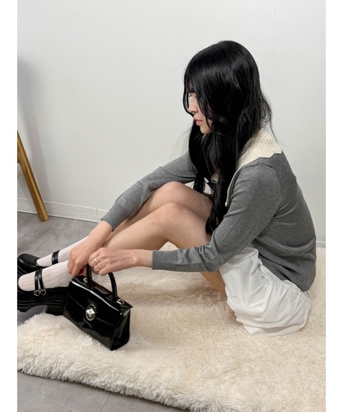 owen(オーウェン)の「ビッグカラーデザイン ニットトップス リボン付き ガーリースタイル 韓国風(ニット/セーター・レディース・グレー・ONE SIZE)」の16枚目の写真