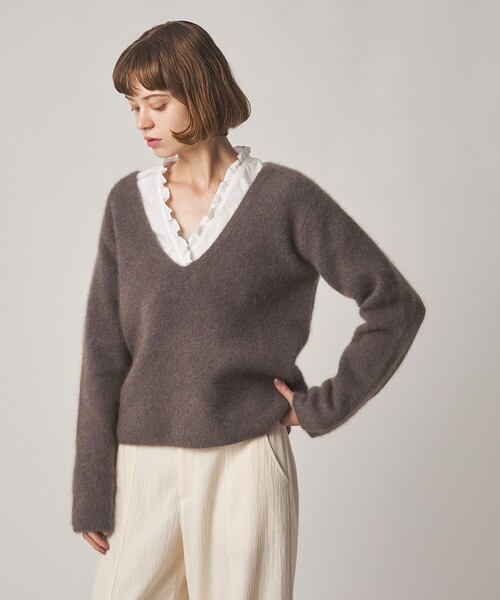 Steven Alan(スティーブンアラン)の「<Steven Alan>オーストラリアン ウール ミックス Vネック ニット(ニット/セーター・レディース・ネイビー/ナチュラル/モカ・FREE)」の1枚目の写真